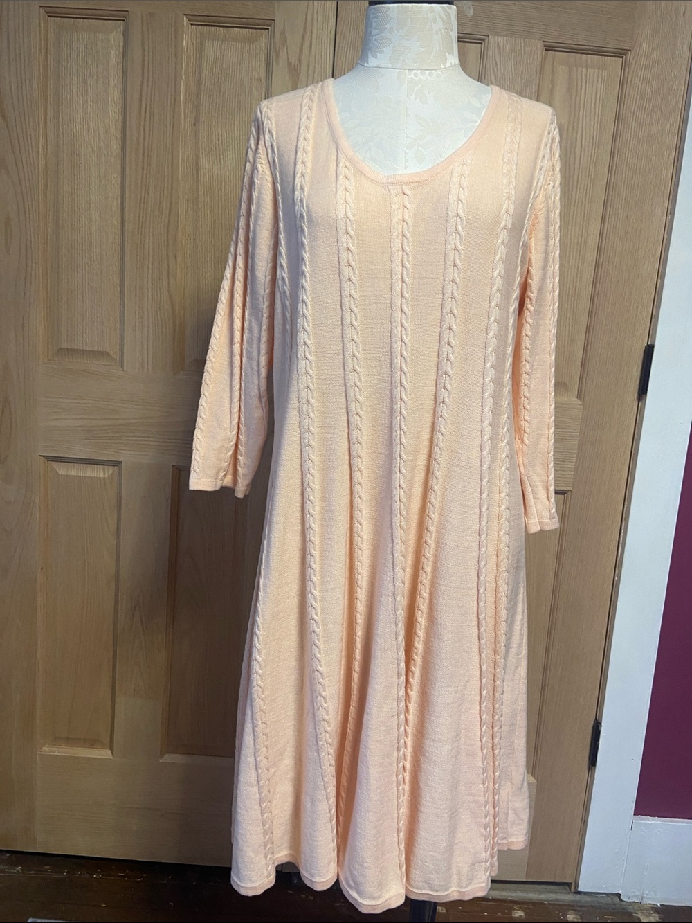 torrid Peach Cable-Knit Swing Dress — Long Sleeve
